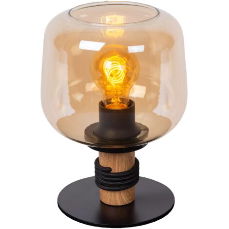 Lampe table industrielle noire verre E27 Ilona Lucide