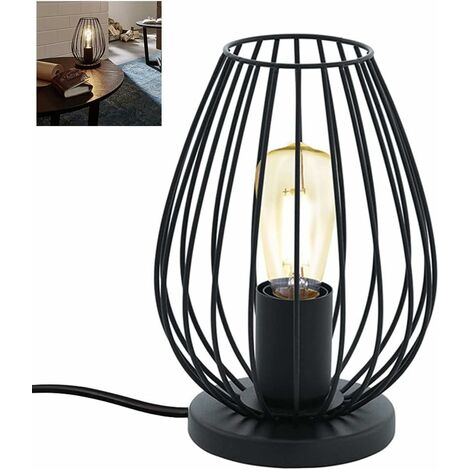 Lampe Table Métal Vintage 1 Flamme E27 - Prise Interrupteur Noir 220V