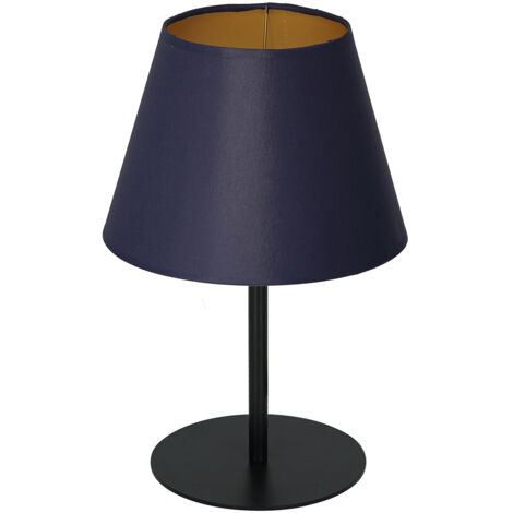 Lampe table noire 33cm abat-jour bleu Arden E27 Luminex