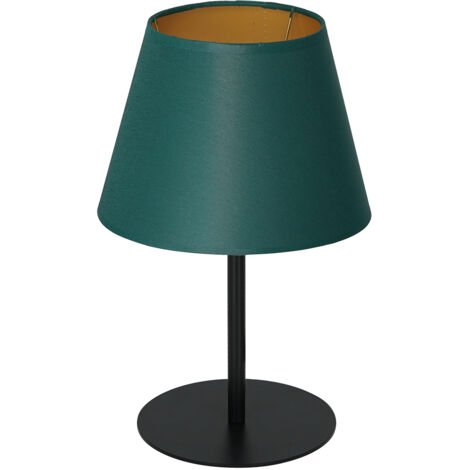 Lampe table noire 33cm abat-jour vert doré E27 Arden