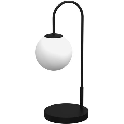 Lampe table noire globe blanc Cambridge E14 15W Luminex