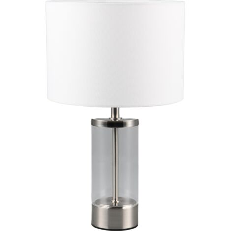 Lampe table verre argent blanc abat-jour E14 Grazia RL