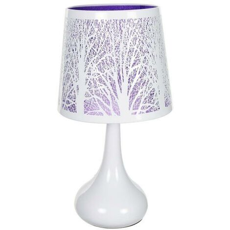 Lampe New York Violette Noire Cylindrique Métal Tactile 3 Intensités Déco