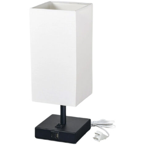 Lampe tactile carrée, lampe USB à intensité variable, comprend 1 ampoule LED, abat-jour en tissu, lampe de chevet pour chambre à coucher.