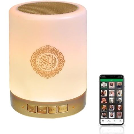 Lampe tactile Coran avec application mobile et enceinte Coran Bluetooth portable