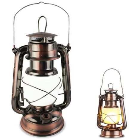 Lampe-Tempête à LED Effet Flamme Vacillante - Bronze
