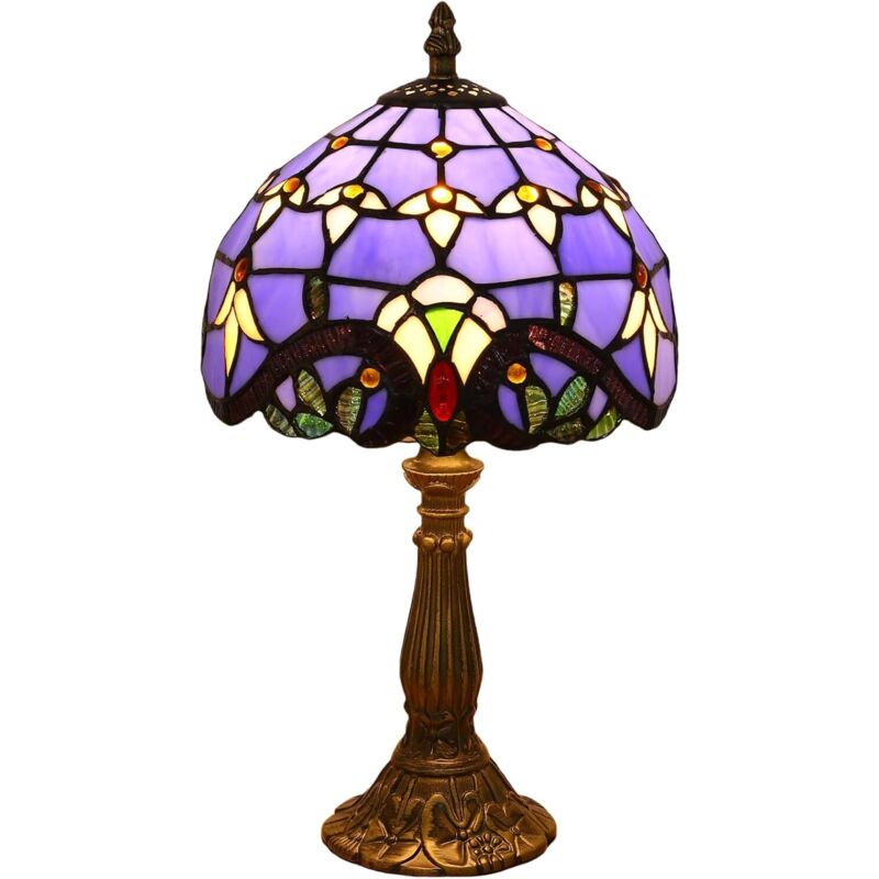 Lampe Tiffany, lampe de table rétro vintage, abat-jour en verre coloré, parfaite pour le salon, la chambre, le bureau, la bibliothèque, le bureau, la