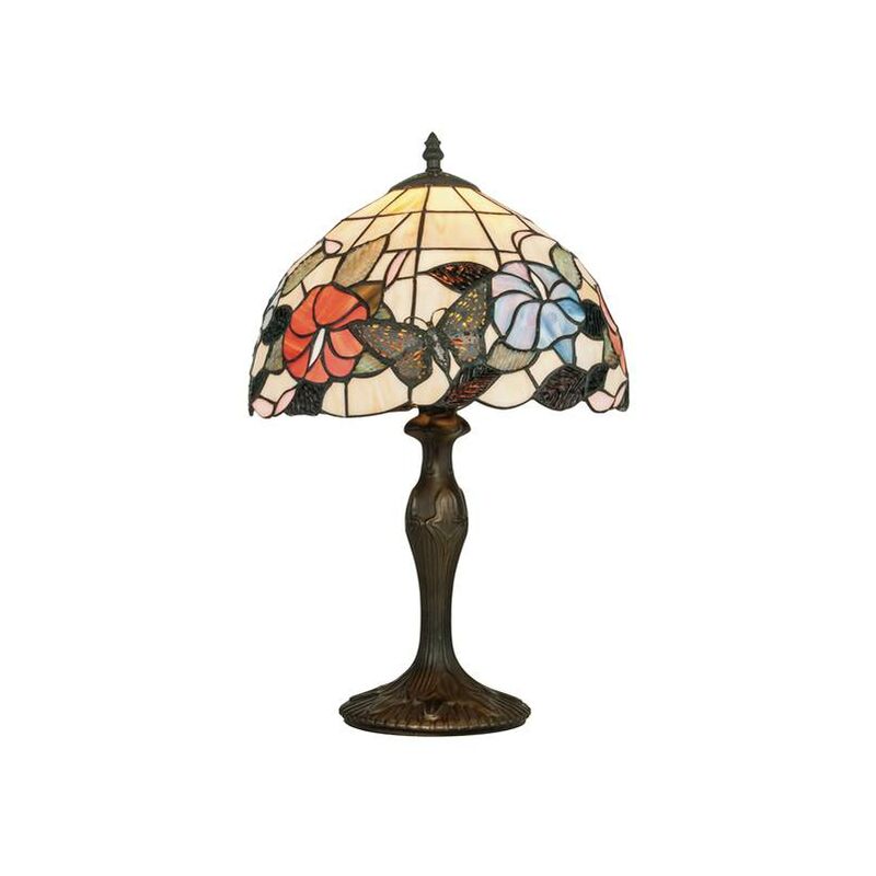 Lampe Tiffany sur pied 46cm en verre coloré avec motifs floral - ninfa