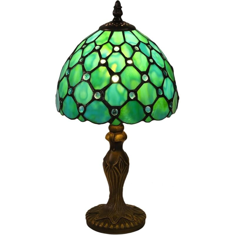 Crea - Lampe Tiffany, Vintage Vitrail Lampe Décorative, Lampe de Bureau, Lampe de Chevet, Lampe de Lecture, Lampe de Table, Pour Chambre Salon, avec
