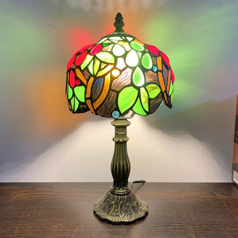 Lampe Tiffany vitrail lampe de table chevet table de chevet bureau lampe de lecture travail étude bureau lumière décor maison enfants chambre salon bureau （LHJ-TD16853）