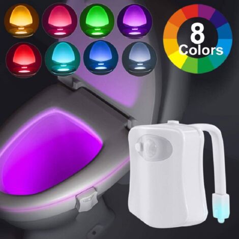 Lampe Toilette Veilleuse LED Détecteur - Mouvement Eclairage Lampe Toilette LED pour Salle de Bain/Seau d'aisances/toilettes/Cabinet/Lavabo/Cuvette Siège 8 Couleurs avec divers modèles de changement 7