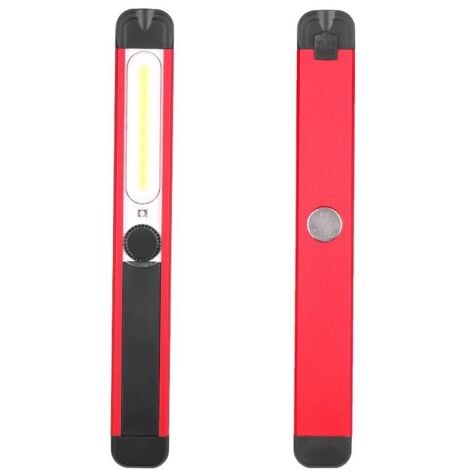 Lampe torche à lumière rouge SMD+COB+LED avec batterie intégrée, chargement USB, aimant et lampe de travail fine.
