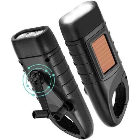 Lampe torche à manivelle , lot de 2 lampes torches LED rechargeables à dynamo avec manivelle, lampe torche d'urgence en cas de panne de courant, camping en plein air