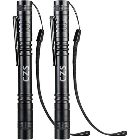 Lampe Torche - Aluminium - 2 Piles AAA - Étanche - 35 G - Clip Amovible - Pour Travail Réparation Camping Urgence - Lot De 2