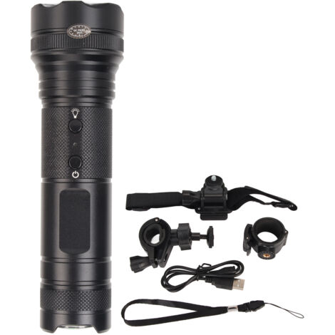 Lampe Torche Caméra 1080P Étanche IP66 avec 5 Modes d'Éclairage et Boussole pour Casque de Vélo
