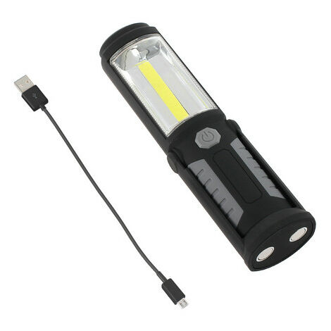 Lampe Torche LED Multifonctions Rechargeable USB - Batterie Externe  Smartphone - 300lm & 140lm - Aimant pour fixation 