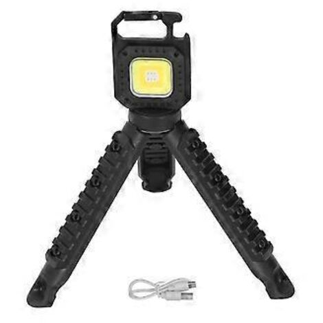 Lampe torche COB, rechargeable, portable, mini lampe torche avec support triangulaire pliable, idéale pour la pêche et le camping