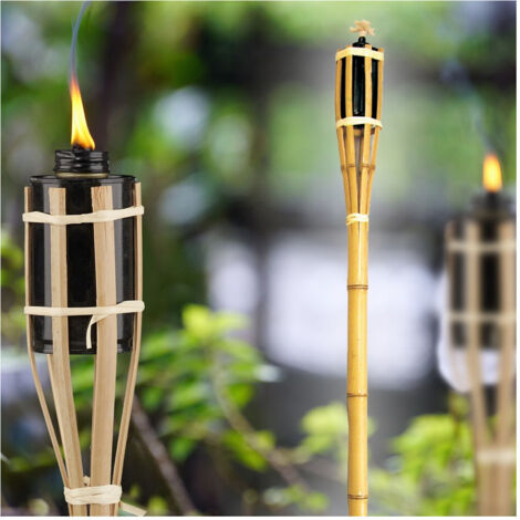Lampe Torche En Bambou Pour Jardin Extérieur 90cm Bt-a90 Ro000442