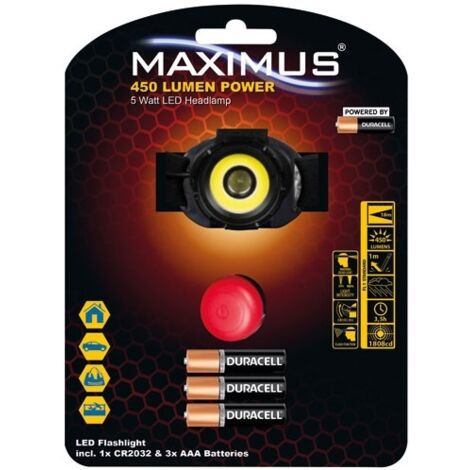 Lampe Torche Frontale 450 Lumens 5w Ipx3 Reglable Maximus - Maximus