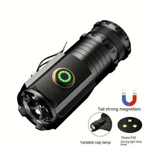 Lampe torche haute puissance, ultra-lumineuse, portable, mini lampe torche rechargeable, faisceau longue portée, longue autonomie, magnétique, compacte, portable, lampe à pince pour chapeau.