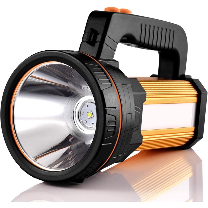 Lampe Torche led 7000 Lumens Rechargeable Étanche IPX4 Lampe Camping Portable 6000mAH Lampe Camping Projecteur Portable (Golden)