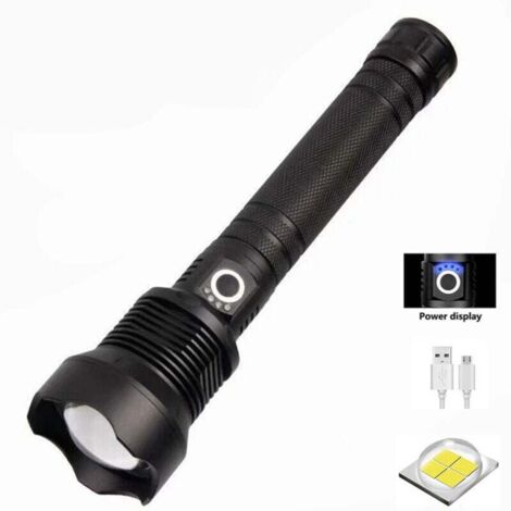 Lampe Torche LED 90000 Lumens Puissante Rechargeable USB 26650 Xhp70 Xhp50 Pour Chasse