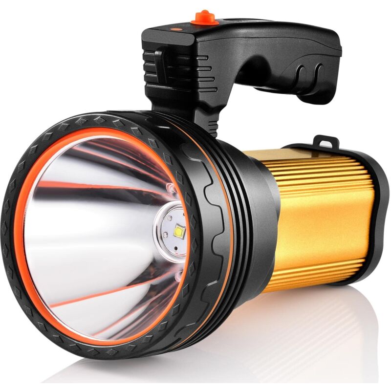 Lampe Torche LED 9000mA Rechargeable Étanche IPX4 Lampe Camping Portable 6000mAH Lampe Camping Projecteur Portable (Golden)