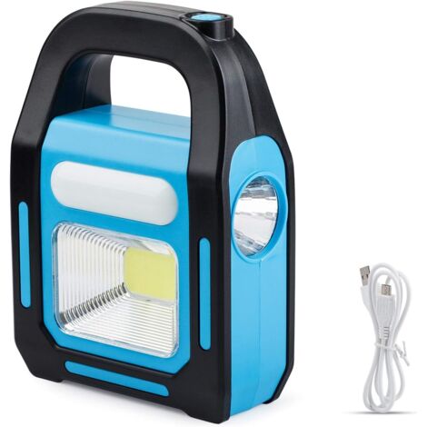 Lampe torche LED COB ultra-lumineuse 3 en 1, rechargeable solaire et USB (1 unité), pour le camping et autres appareils, étanche et utilisable en cas d'urgence.