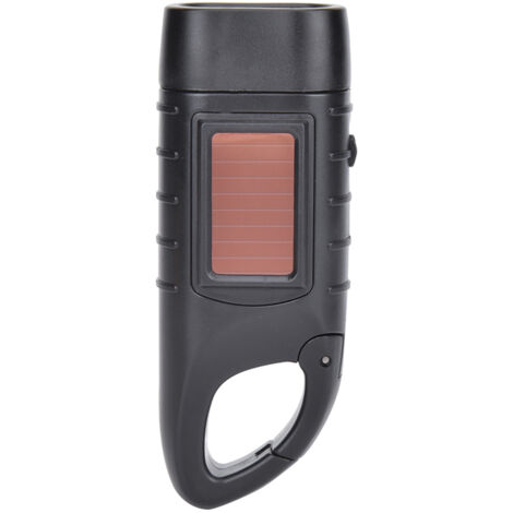 Lampe Torche LED d'Urgence Solaire et Manivelle, Portable pour Randonnée Camping, en Plastique ABS Noir AT5503