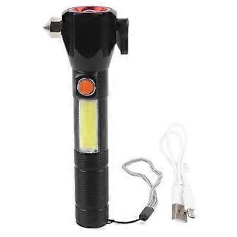 Lampe torche LED haute luminosité rechargeable et antidéflagrante, lampe torche multifonctionnelle pour marteau de voiture, idéale pour les urgences en extérieur.