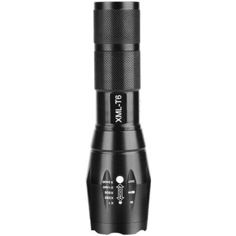 Lampe torche LED L6000 puissante, étanche et zoomable, usage militaire
