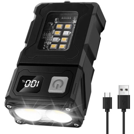 Lampe torche LED, lumière puissante, ultra-lumineuse, rechargeable, portable, longue autonomie, lampe de chapeau à pince, lampe de travail multifonction COB spéciale pour l'extérieur