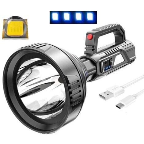 Lampe torche LED, Projecteur de recherche portable charge rapide USB avec affichage électrique intelligent