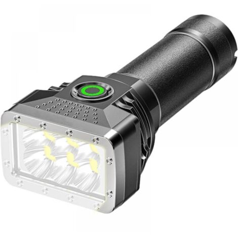 Lampe torche LED rechargeable, 6 LED, faisceau lumineux ultra-lumineux, 4 modes, étanche, pour la chasse, les urgences et le camping.