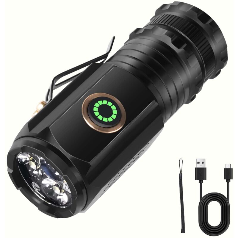 Lampe Torche LED Rechargeable, Aluminium Lampe de Poche de Monstre à Trois Yeux, ampe Torche Rechargeable avec 5 Modes, Étanche Tactique Torches pour