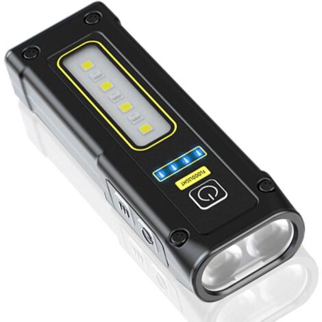 Lampe torche LED rechargeable EDC, lampe torche tactique ultra-lumineuse avec éclairage de travail rouge/bleu et COB, étanche IPX4, lampe torche magnétique portable multifonctionnelle pour le camping