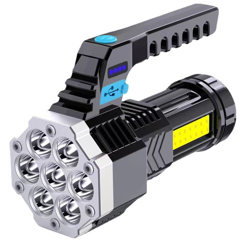 Lampe torche LED rechargeable super lumineuse avec poignée 4 modes pour camping, chasse, randonnée
