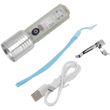 Lampe Torche LED Rechargeable USB 8 Modes, Mini Puissante Magnétique UV pour Urgence Extérieure