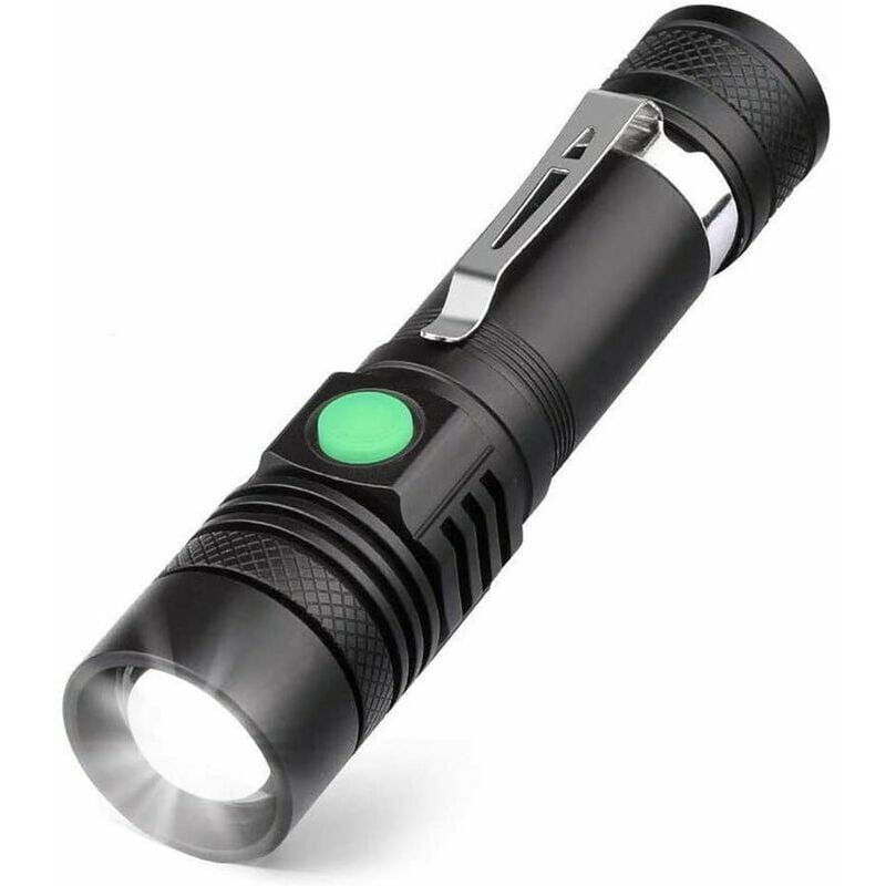 Lampe Torche led Rechargeable usb, Coquimbo Lampe de Poche 600 Lumens, IP65 Étanche, 4 Modes Eclairage, Lampe de Poche Zoomable pour Ménage, Le