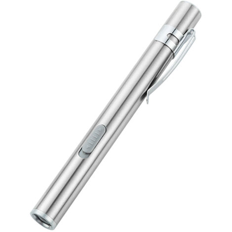 Lampe Torche LED Rechargeable USB, Lumière Blanche, Acier Inoxydable Mini Stylo pour Extérieur