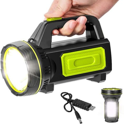Lampe torche LED rechargeable USB ultra-puissante (135 000 lumens), batterie 6 000 mAh, éclairage latéral, étanche – Idéale pour les urgences, la randonnée, le camping et la chasse.