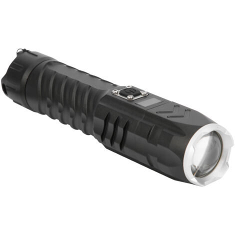 Lampe Torche LED Rechargeable USB, Zoom Puissant et Affichage de Niveau de Batterie