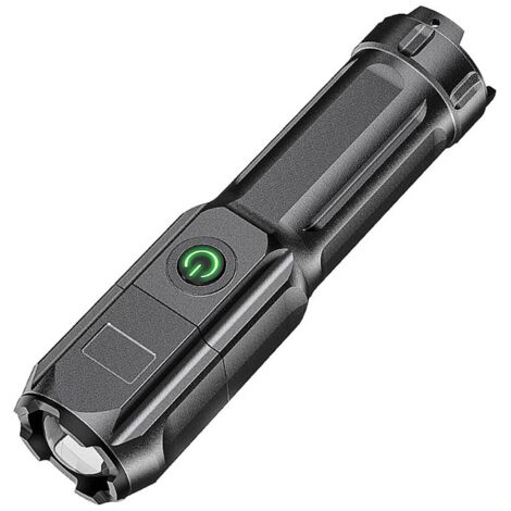 Lampe torche LED rechargeable XPE Zoom, noire - AquaForge
