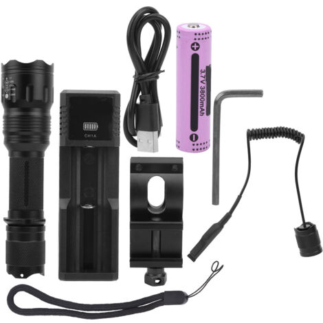 Lampe Torche LED Tactique Rechargeable 5 Modes Imperméable avec Clip