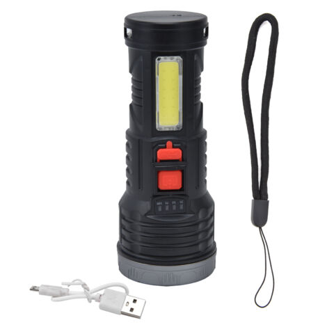 Lampe Torche LED Ultra-Bright avec Éclairage COB Latéral, Recharge USB et Portable pour Activités Extérieures