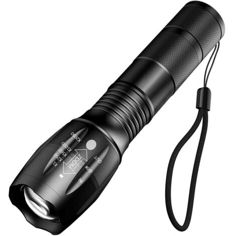 Lampe Torche LED Ultra Puissante, 1000 Lumens Lampe de Poche, IPX5 Étanche Lampe Tactique, Zoomable, 5 Modes D'éclairage, Antichoc Anti-dérapant pour Camping Randonnée Urgence, Lot de 2