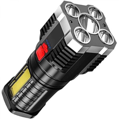 Lampe Torche Led Ultra Puissante 10000 Lumens, Lampe De Poche, extrêmement lumineuse, Étanche IP67, 5 Modes Zoomable Pour Le Camping, La Randonnée Et Les Urgences [Classe énergétique A+++] (Argent) [C