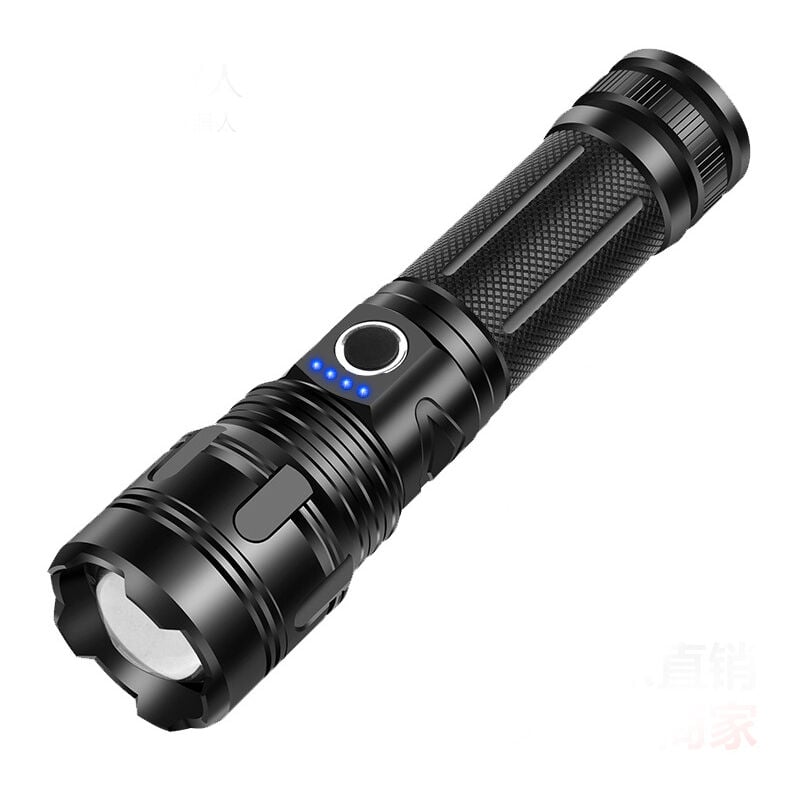 Lampe Torche LED Ultra Puissante, 10000 Lumens, Tactique, 5 Modes, USB, IPX5 Étanche, Zoomable Antichoc, pour Camping Urgence (Avec Rechargeable