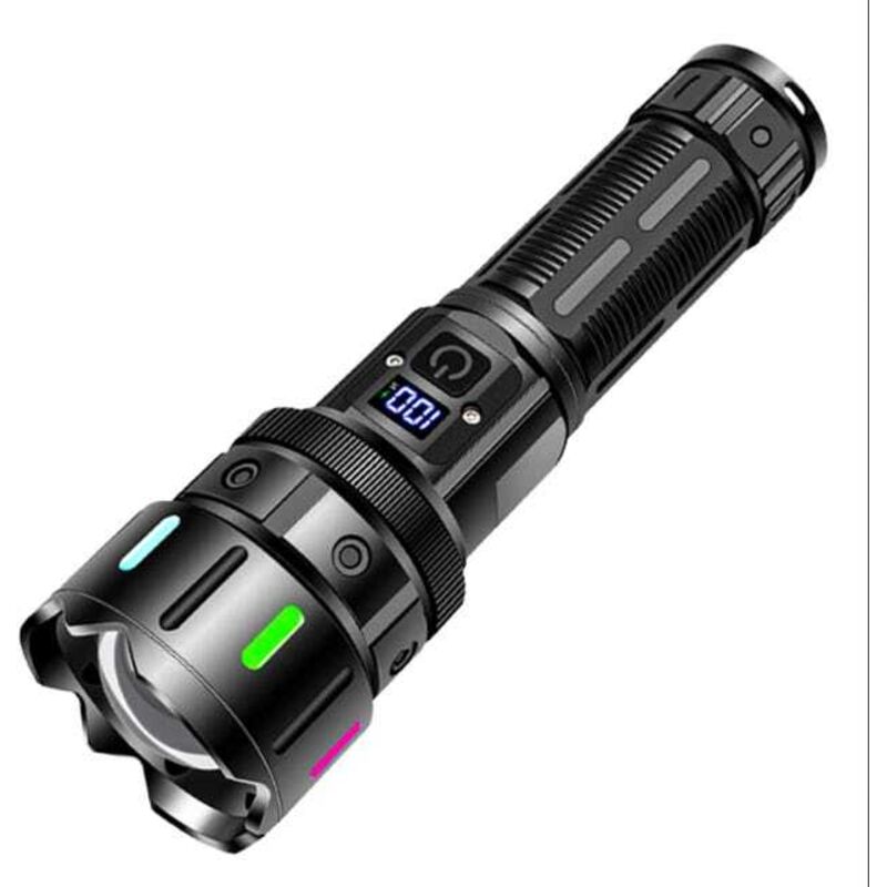 Lampe Torche LED Ultra Puissante 1000000 Lumens, Rechargeable, Longue Portée, 5 Modes D'éclairage, Zoomable