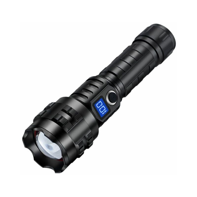 Lampe Torche led Ultra Puissante, 15000 Lumens Lampe de Poche, Étanche Zoomable Lampe Tactique Avec 5 Modes D'éclairage pour Camping Randonnée Urgence